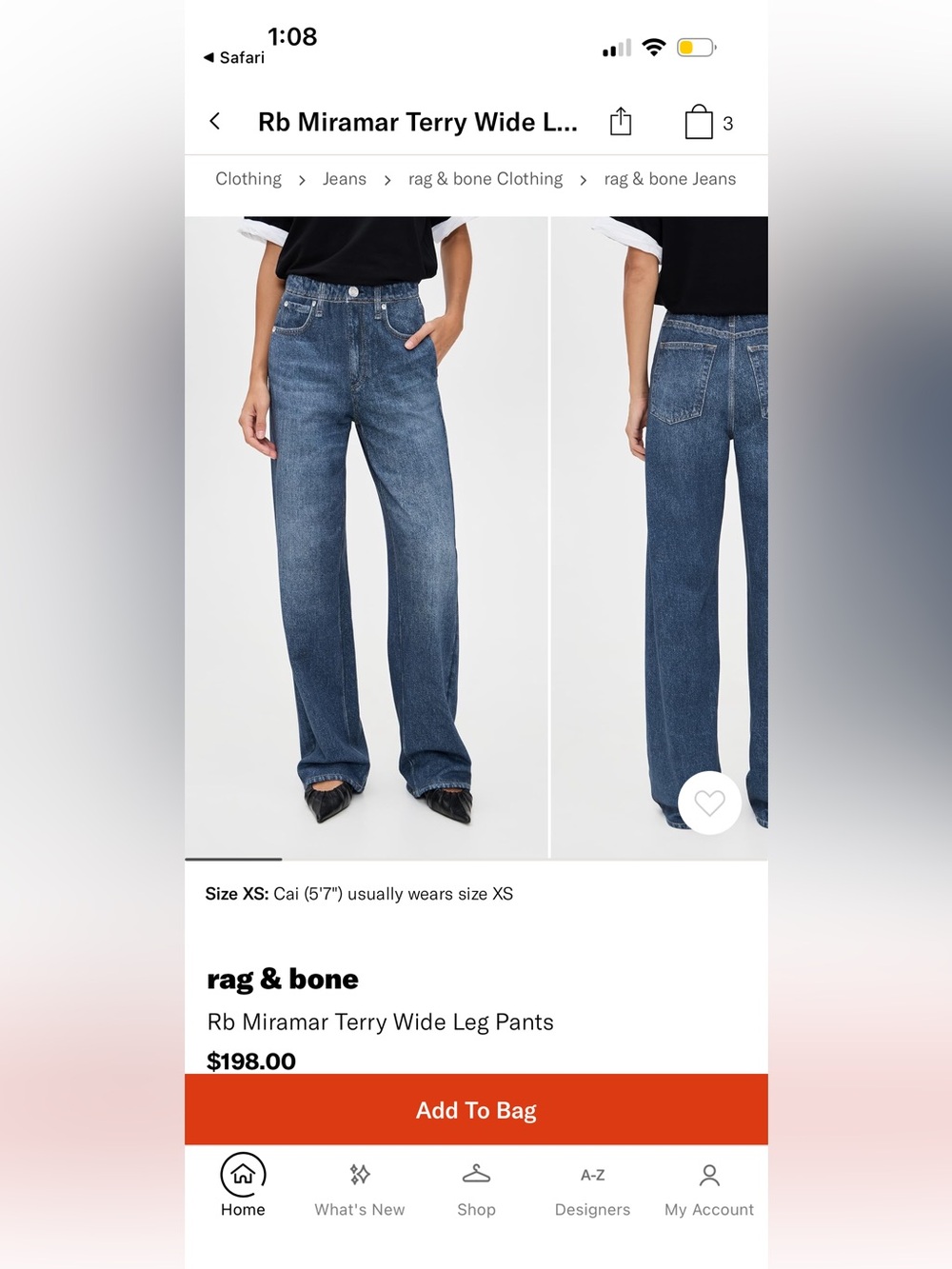 rag & bone Miramar indigo high-rise jeans